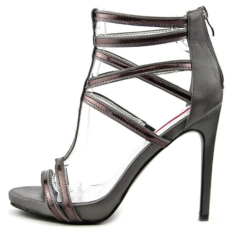 Olivia Pewter Iridescent T-Strap Heels